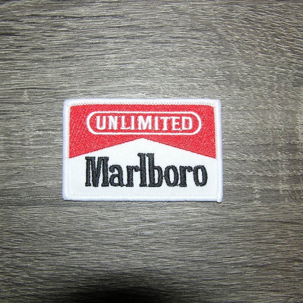 Marlboro Unlimited Cigarettes Retro Style Embroidered Iron-On Patch 3" x 2"